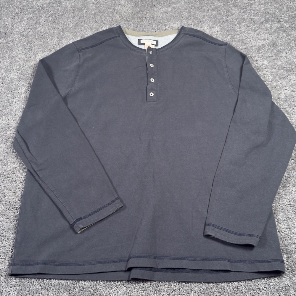 Carbon 2 Cobalt Hearty Henley Shirt Men's XL Gray Double Layer L/S Pullover - Picture 2 of 7